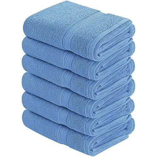 Utopia Towels 12 Pack Premium Fingertip Towel 12 x 12 Electric Blue  600gsm 100% Cotton Highly Absorbent and Soft