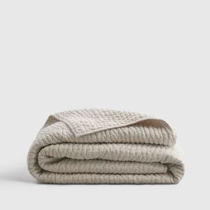 European Linen Cotton Stitch Quilt - Natural