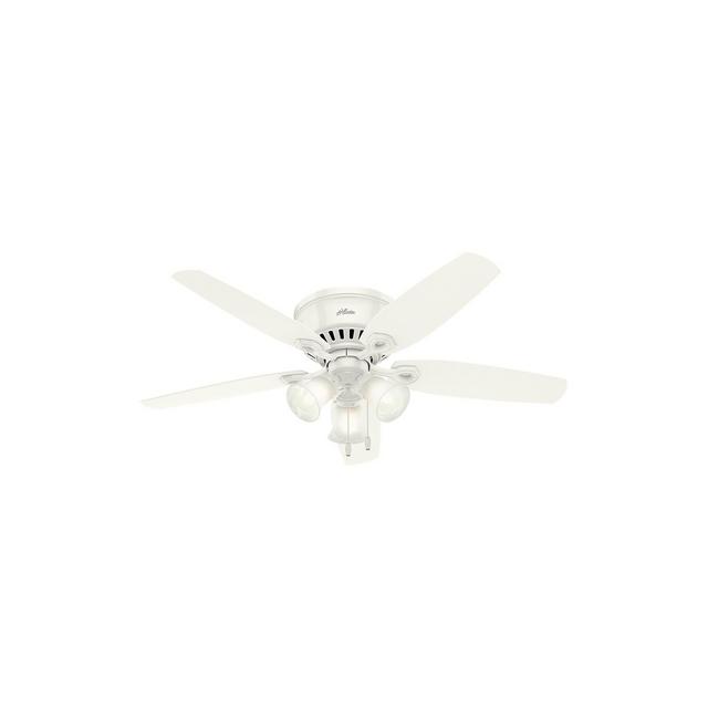 52" LED Builder Low Profile Ceiling Fan (Includes Light Bulb)White - Hunter