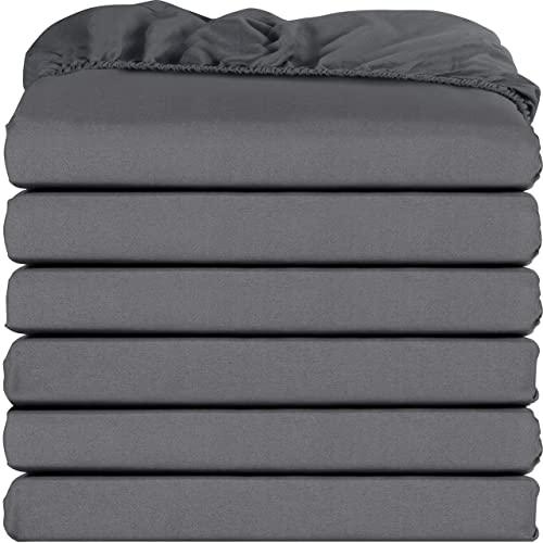 Utopia Bedding Fitted Sheets - Pack of 6 Bottom Sheets - Soft Brushed Microfiber - Deep Pockets, Shrinkage & Fade Resistant - Easy Care (King, Grey)