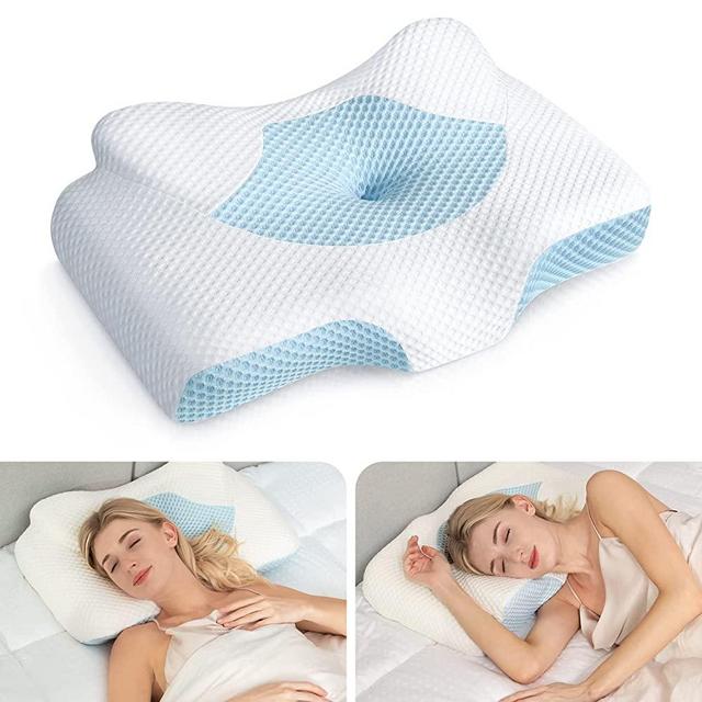 Osteo Cervical Pillow for Neck Pain Relief, Hollow Design Odorless Memory Foam Pillows with Cooling Case, Adjustable Orthopedic Bed Pillow for Sleeping, Contour Support for Side Back Stomach Sleepers