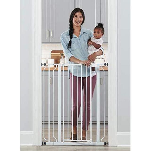 Regalo Easy Step Extra Tall Walk Thru Baby Gate, Includes 4-Inch Extension Kit, 4 Pack of Pressure Mount Kit and 4 Pack Wall Cups and Mounting Kit