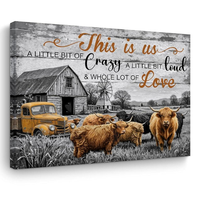 Funny Highland Cow Wall Art, Rustic Farmhouse Bathroom Cows Pictures Wall Decor Painting, Cute Cow Animal Canvas Framed Posters Prints for Living Room Home Bathroom Kitchen Decor 11.5x15 Inch