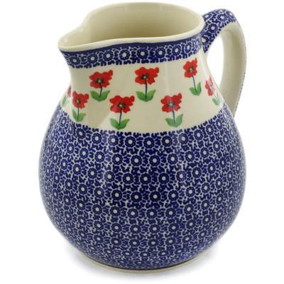 Polish Pottery 111 oz Pitcher Wind-blown Poppies
