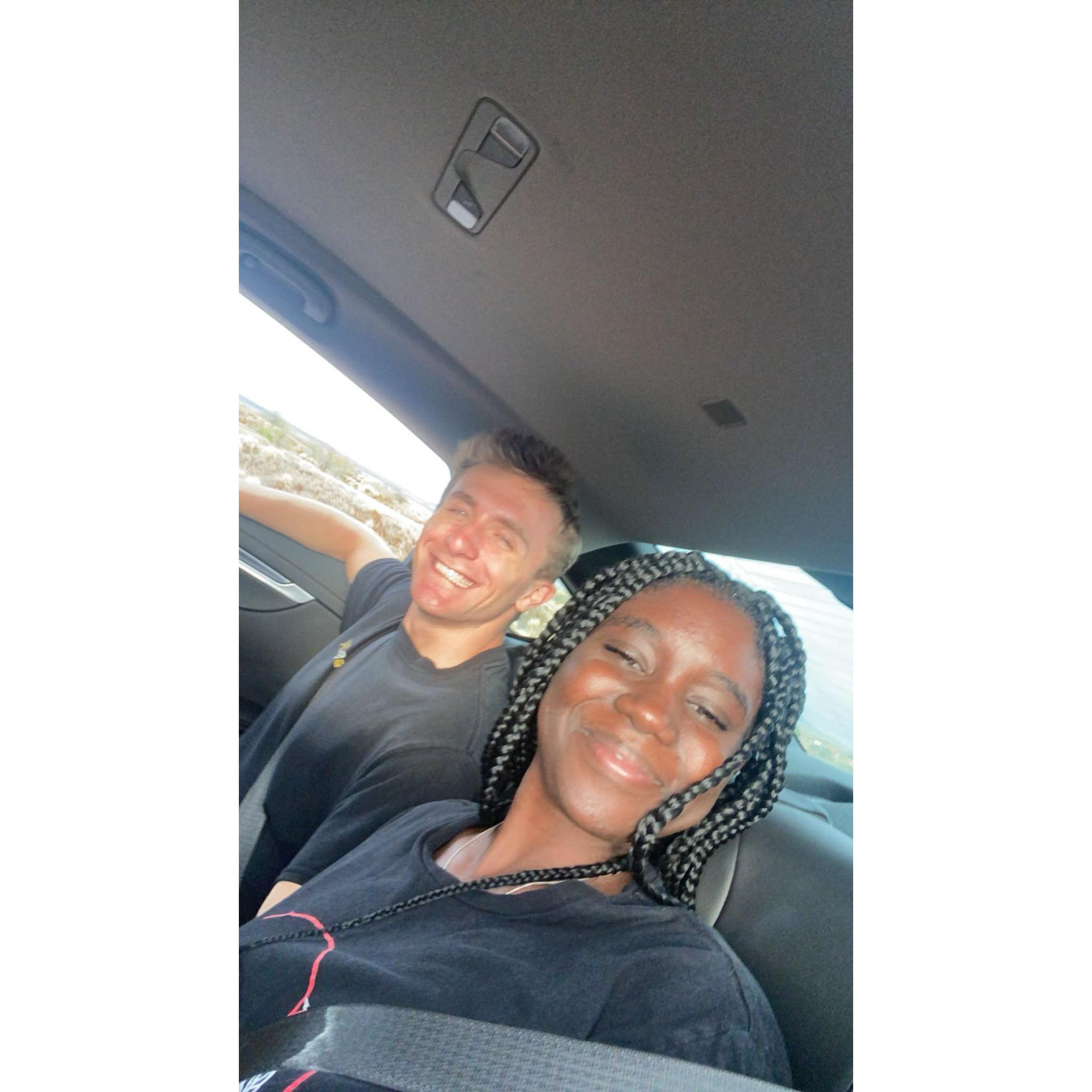 We've traveled to Lake Arrowhead, San Francisco, Mammoth, Hawaii, and New York. Here's us in Hawaii in 2021 before Danny got sunburned.