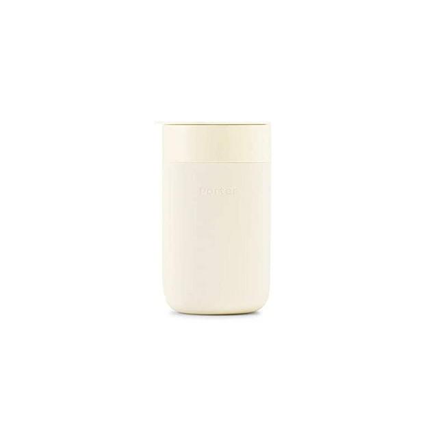 W&P WP-PMCL-CM Portable Ceramic Porter Mug, Reusable Cup for Coffee or Tea, Protective Silicone Sleeve, Dishwasher Safe, 16 Ounces, Cream