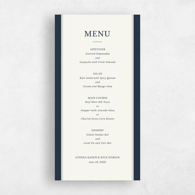 Navy, Blue Wedding Menu - Weyers