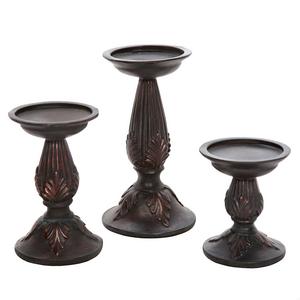 Hosley Set of 3 Resin Pillar Candle Holders - 8", 6", 4.5" High. Ideal for LED and Pillar Candles, Gifts for Wedding, Party, Home, Spa, Reiki, Aromatherapy, Votive Candle Gardens O3
