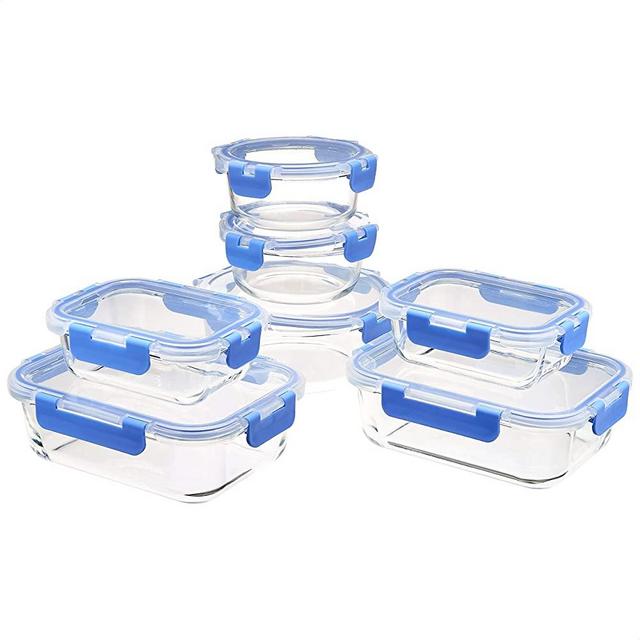 Amazon Basics Glass Locking Lids Food Storage, 14-Piece Set, 7 Containers and 7 BPA-Free Lids