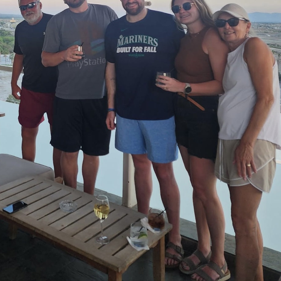 In Indio, enjoying a taste of retirement life with Allie’s parents, Jim and Lisa, and her brother, Drew.