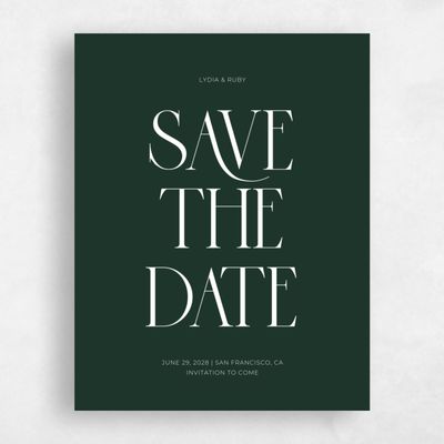 Dark Forest, Green Wedding Save the Date - Amberley Portrait