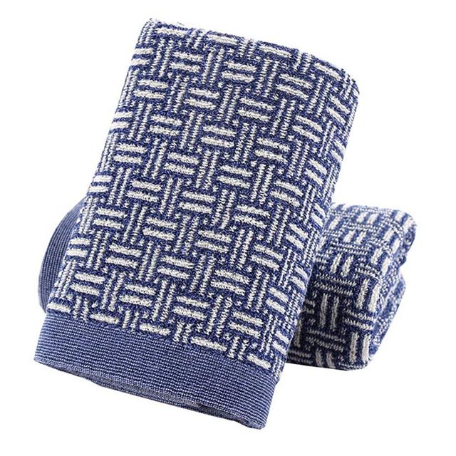 Pidada Hand Towels Set of 2 100% Cotton Checkered Pattern Highly Absorbent Soft Towel for Bathroom 13 x 29 Inch (Blue)