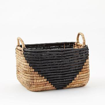 Two-Tone Seagrass Baskets, Medium Rectangle, 10"