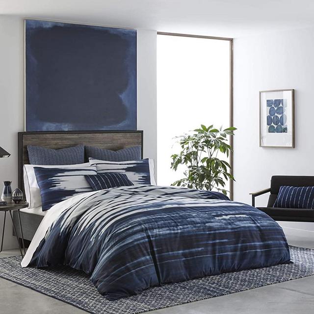 Izi Shibori Print Cotton Navy King Duvet Cover Set