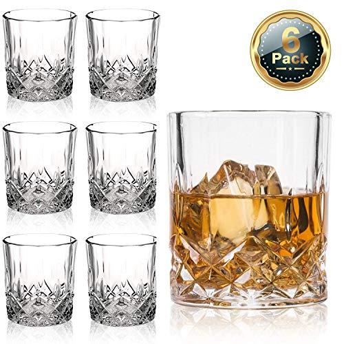 Farielyn-X Lead Free Crystal Old Fashioned Whiskey Glasses (Set of 6), 11 Oz Unique Bourbon Glass, Ultra-Clarity Double Old Fashioned Liquor Vodka Bourbon Cocktail Scotch Tumbler Bar Glasses Set