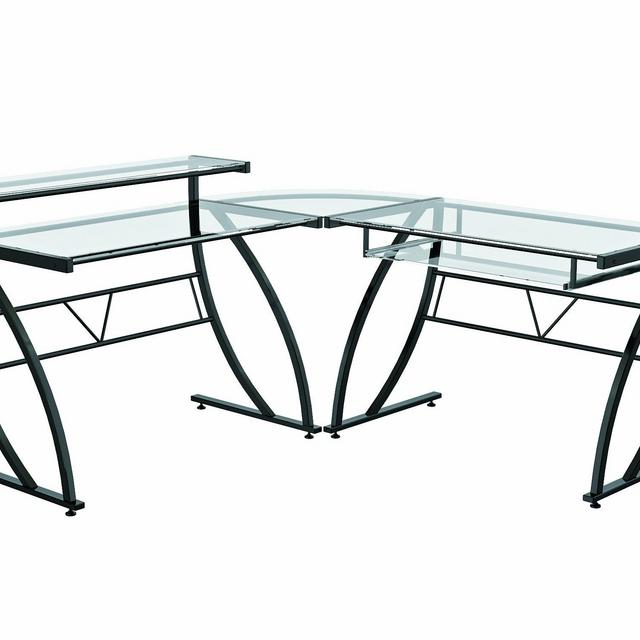 Z-Line Belaire Glass L-Shaped Computer Desk