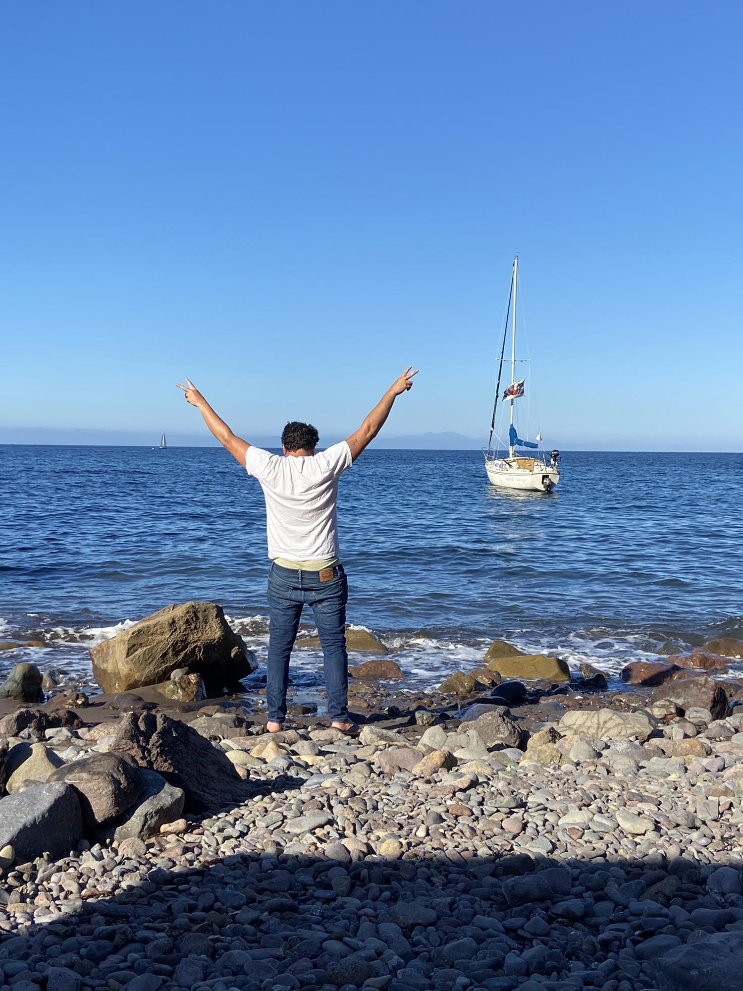A man and his boat, she's earned her name "Island Passage"
