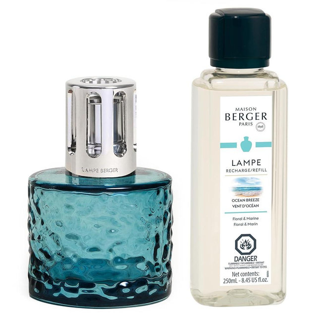 MAISON BERGER - Lampe Berger Home Fragrance Lamp Diffuser - Model Mirage - 4.7 x 3.1 x 3.1 inches - Includes Fragrance Ocean Breeze - 250 milliliters - 8.45 Fluid Ounces (Azur)