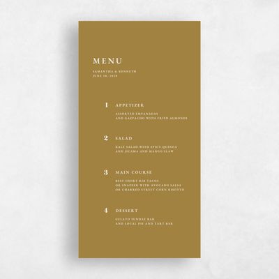 Dijon, Yellow Wedding Menu - Oxley