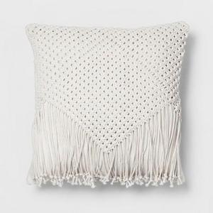 Cream Macrame Fringe Throw Pillow - Opalhouse™
