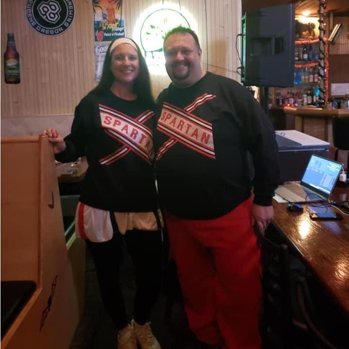 Still working on our perfect cheer. First Halloween