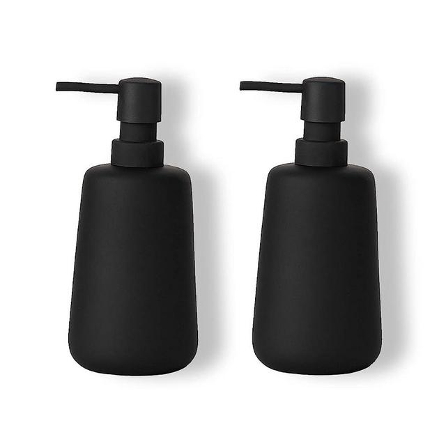 ABBI NIMO Matte Black Hand Soap Dispenser for Bathroom Countertop 2 Pack, 13 Oz Soft Touch Ceramic Soap Dispenser for Kitchen, Refillable Lotion Dispenser