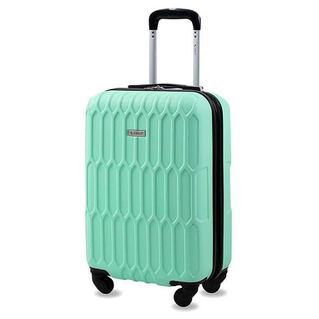 AMKA - Honeycomb Expandable Hard Case Suitcase with Rolling Spinner Wheels, Hardside Carry On Luggage, Travel Luggage, Carry On Bag, 22-Inch, Mint