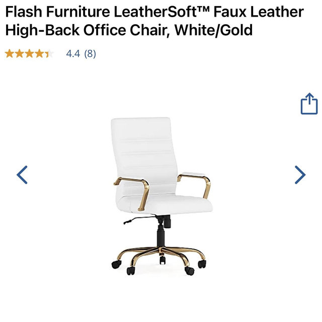 Flash Furniture LeatherSoft™ Faux Leather High-Back Office Chair, White/Gold