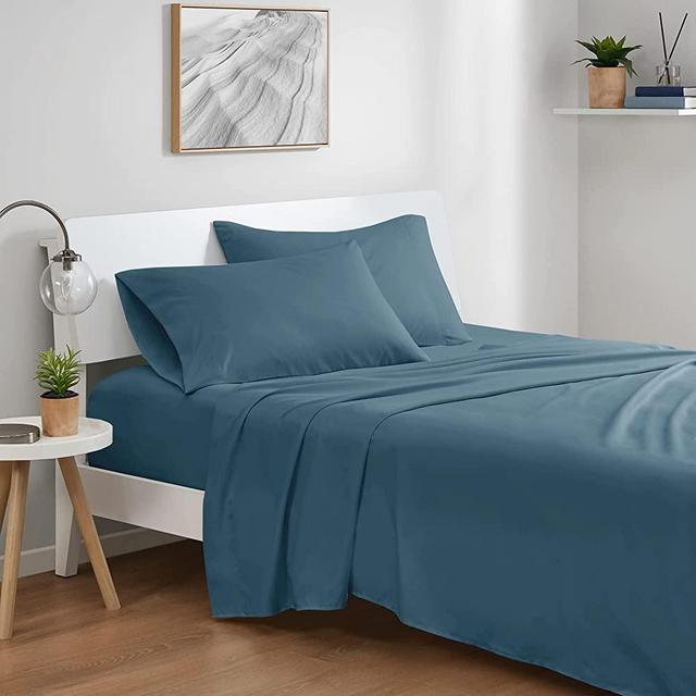Degrees of Comfort Coolmax Cooling Sheets Set for Queen Size Bed, Moisture Wicking for Night Sweats Best Comfort, Cool Sheets for Hot Sleepers During Warm Weather with Deep Pocket, Blue-4PC