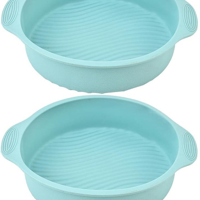 Eokoaiee 2pc 10 inch Silicone Round Pans Desserts Mousse Bake Plate Cakes Baking Pans (Blue)