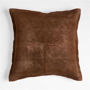 Hyde Pieced Suede 23"x23" Coy Blue Throw Pillow Cover + Reviews | Crate & Barrel