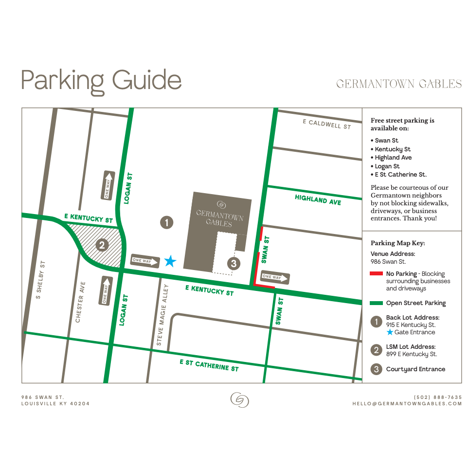 Parking Guide for Venue at Germantown Gables