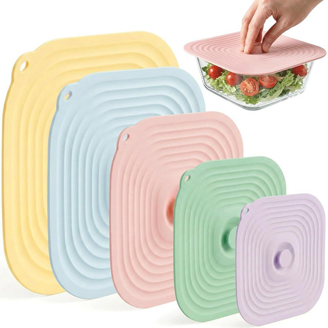 Microwave Splatter Cover for Food, 5 Pack Silicone Reusable Lids, Airtight Suction Covers for Bowls Cups Pots Pans Skillets, Heat Resistant BPA-Free, Microwave Oven Fridge Dishwasher Safe