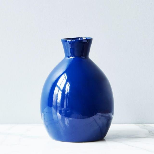 Artisanal Ceramic Vase, Small - Navy Blue