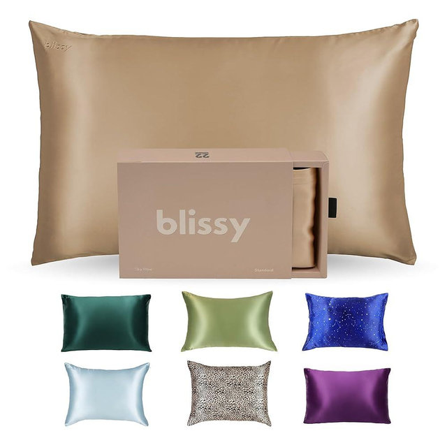 Blissy Silk Pillowcase - 100% Pure Mulberry Silk - 22 Momme 6A High-Grade Fibers - Silk Pillow Cover for Hair & Skin - Regular, Queen & King (Taupe, Standard)