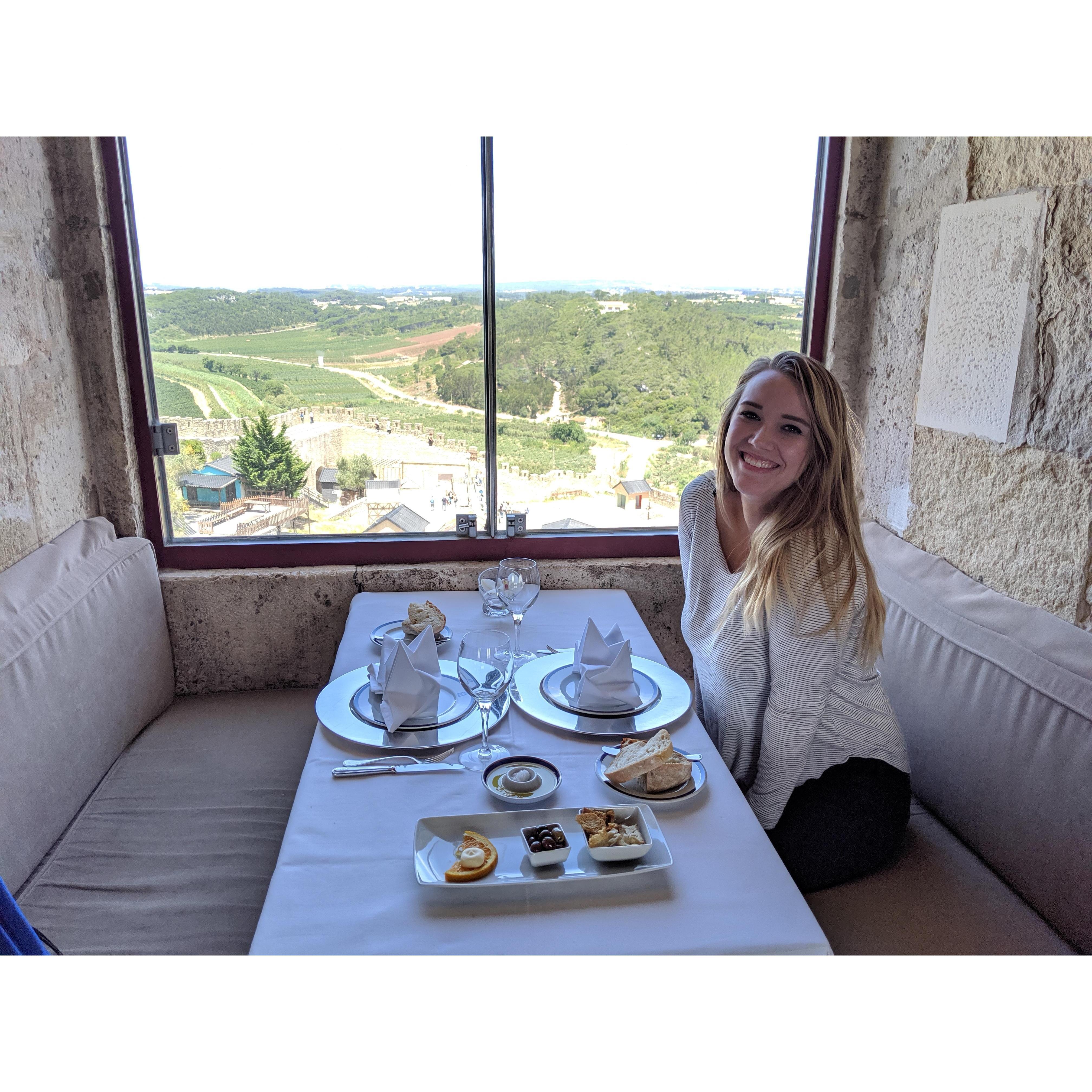 Lunch in a castle in the walled town of Obidos