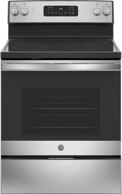 GE - 5.3 Cu. Ft. Freestanding Electric Range with Self-cleaning - Stainless steel
