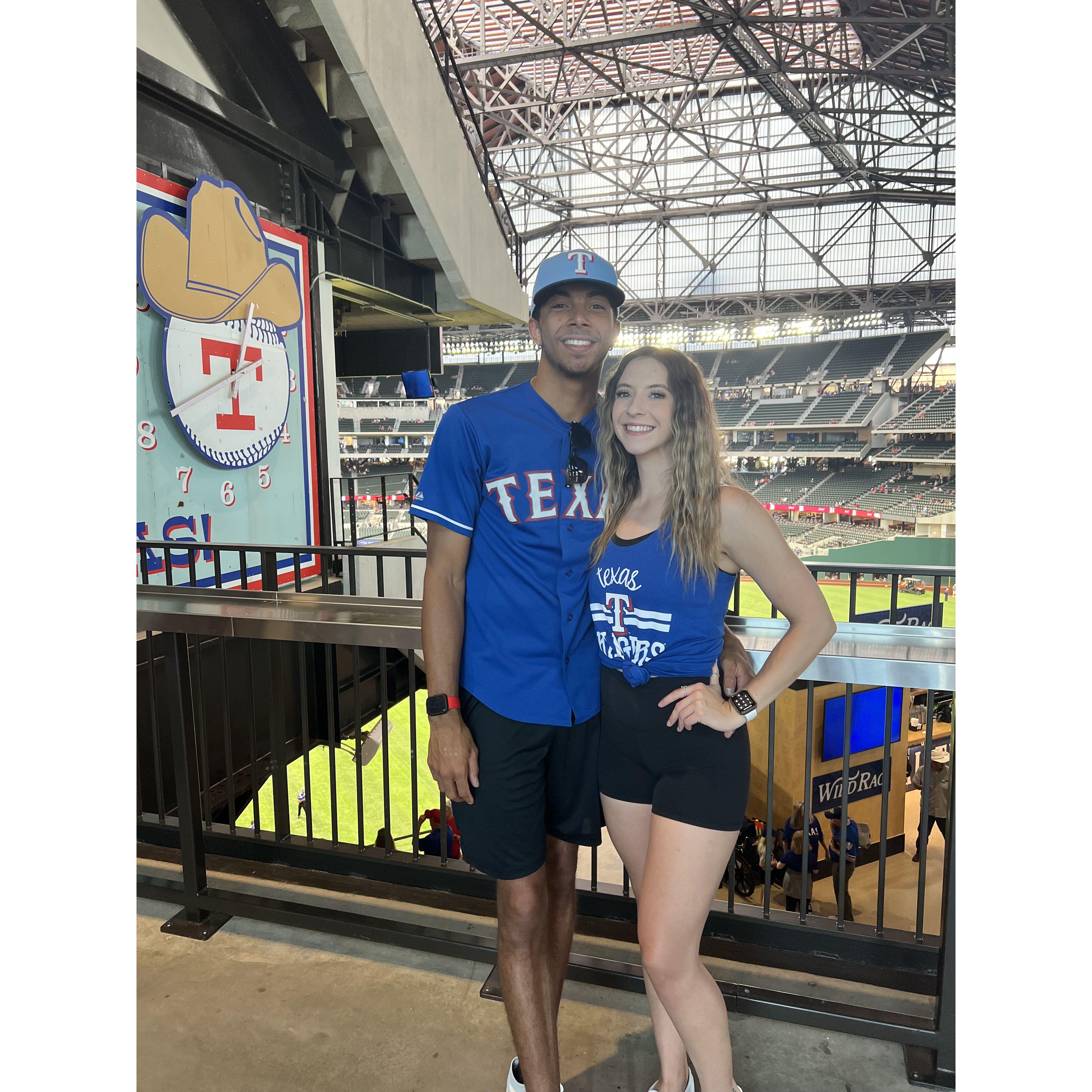 We love the Ranger's and going to games (Bryce is there for the game and Emma is there for the hotdogs)