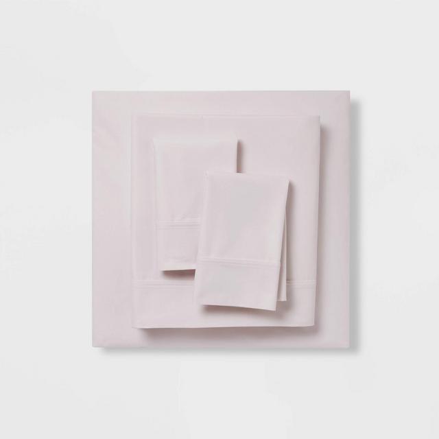 Queen 300 Thread Count Organic Cotton Solid Sheet Set Blush - Threshold™