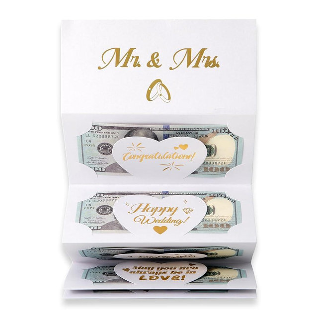 HOMANGA Wedding Money Card, Wedding Card for Cash Gifts, Weddings Money Holder, Wedding's Cards for Bride and Groom (Mr. & Mrs.)