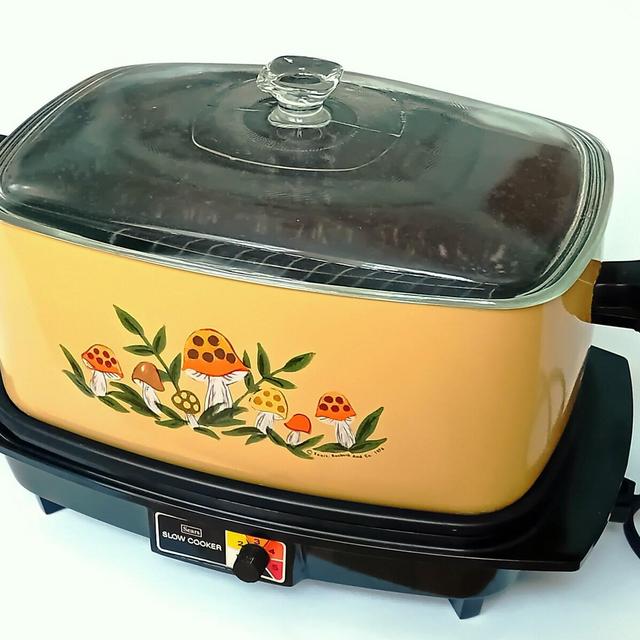 Vintage Sears Merry Mushroom 6 Qt Slow Cooker, Harvest Gold, MPN 571.645300 - Complete, Tested, Working - Collectible Iconic 1970s Kitchen