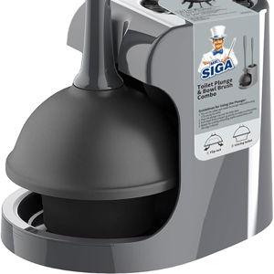 MR.SIGA Toilet Plunger and Bowl Brush Combo for Bathroom Cleaning, Gray, 1 Set