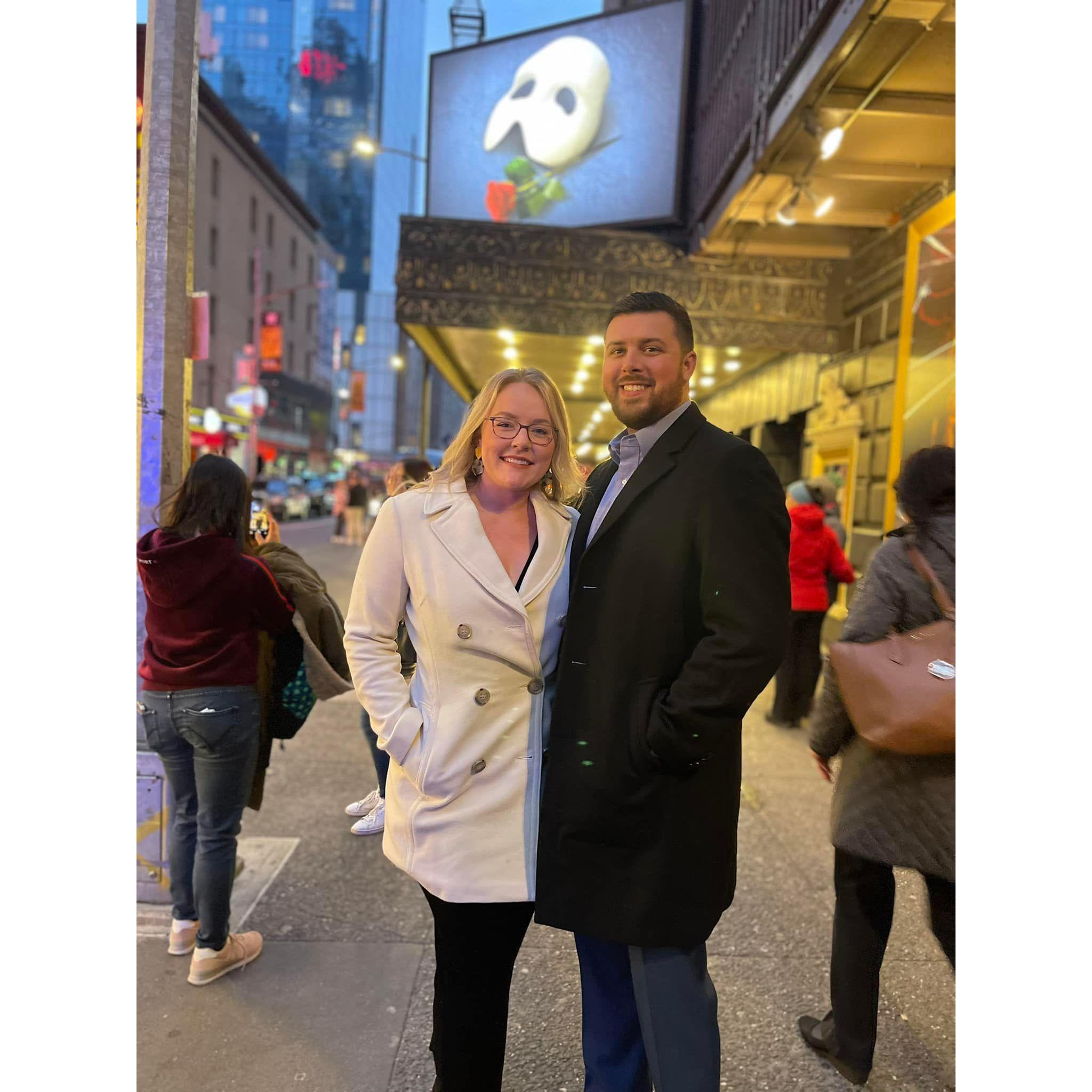Christmas 2022. Bobby gifted Olivia tickets to see Phantom of the Opera on Broadway. This was also the night the phrase "Everyone needs flowers," was coined.