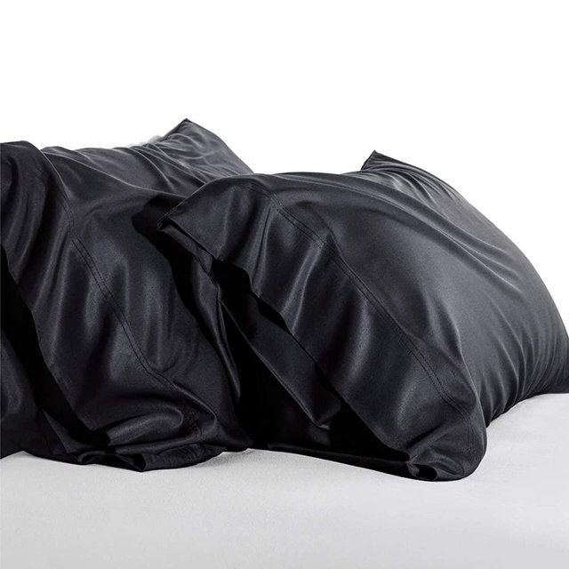 Bedsure Cooling Bamboo Pillowcases Set of 2 - Breathable Cool Ultra Soft Pillow Cases - Viscose from Bamboo - Organic Natural Silky Material, Moisture Wicking(Black, Queen Size 20x30 inches)