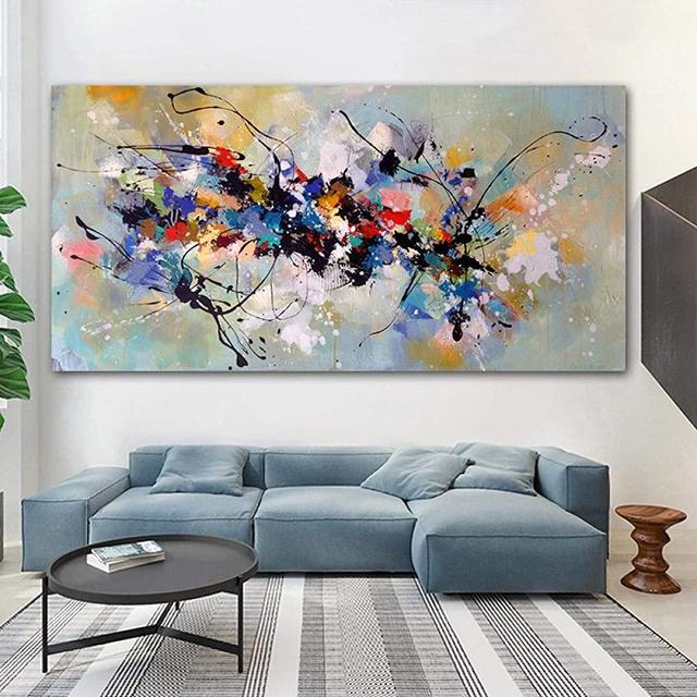 Zhaoyang Art Modern Abstract Painting on Canvas Colorful Posters and Print Scandinavian Wall Art Picture for Living Room Home Decoration 75x150cm(30x60in) InnerFrame,75 x 150 cm (30 x 60 in)