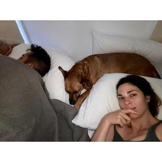 Cash always found a way to sneak on the bed between us...