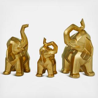 3-Piece Golden Glam Elephant Sculpture Set