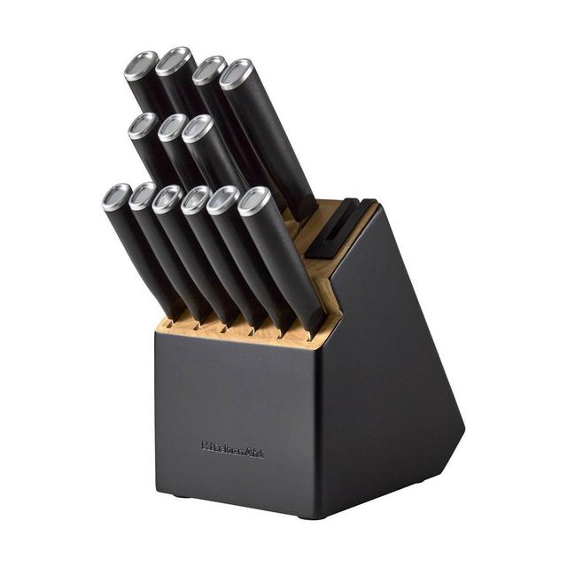 KitchenAid 14pc 2-Tone Block Knife Set Black