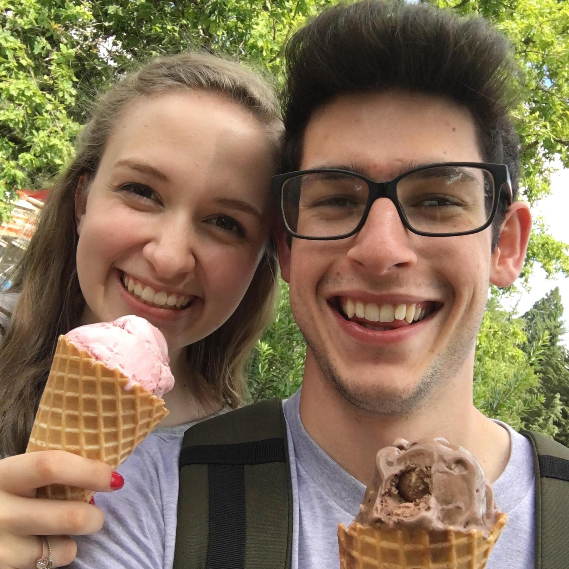 We're so young! Enjoying Ice cream on our first date.