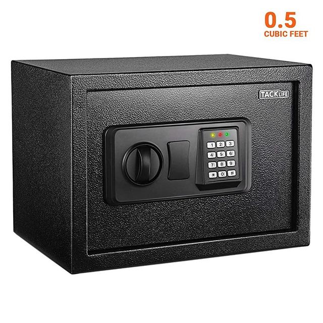 TACKLIFE Safe Box 0.5 Cubic Feet Digital Lock Box with Instruction Light for Money Safe Cash Jewelry Passport Gun Security-HES25A